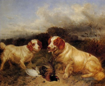 hunt dogs and mallard Oil Paintings